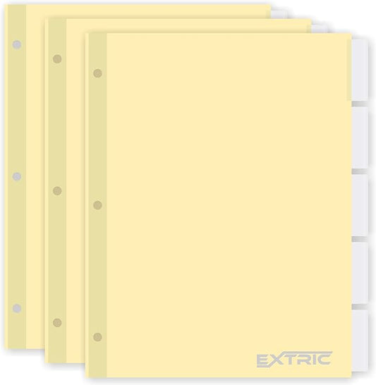 5-Tab Binder Dividers for 3 Ring Binder, Insertable Clear Big Tabs, Letter Size Paper Divider, 8.5 x 11 inch, 3 Sets (15 Dividers Total)
