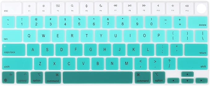 Batianda Premium Gradient Color Keyboard Cover for New MacBook Pro 14'' Pro 16'' 2024 2023 M4 M3 M2 M1 Pro/Max Chip & New MacBook Air 13 15 inch Soft-Touch Silicone Protective Skin,Green to White