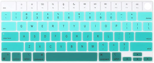 Batianda Premium Gradient Color Keyboard Cover for New MacBook Pro 14'' Pro 16'' 2024 2023 M4 M3 M2 M1 Pro/Max Chip & New MacBook Air 13 15 inch Soft-Touch Silicone Protective Skin,Green to White