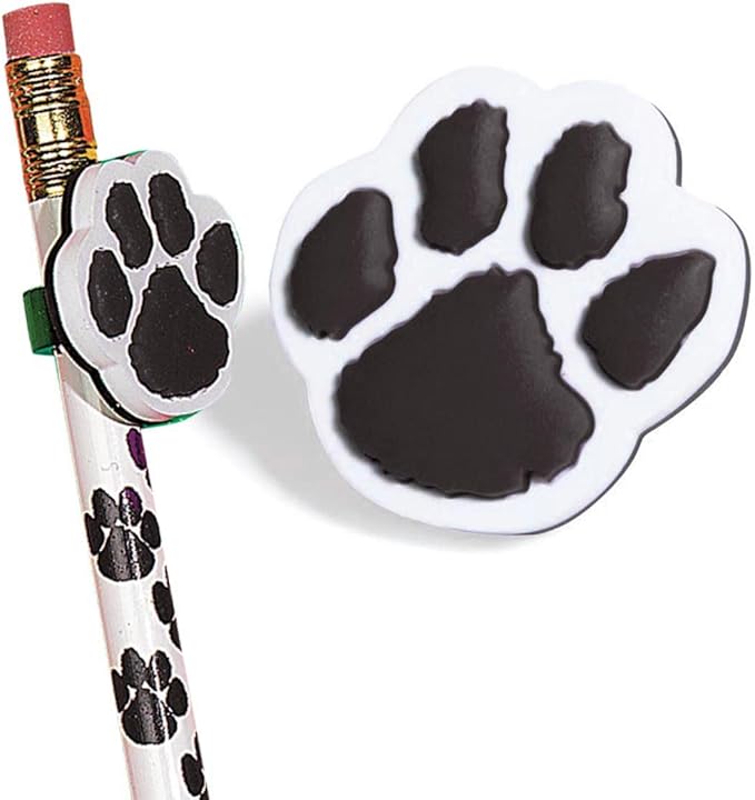Anderson's Black Paw Pencil Toppers, Set of 25, School Supplies, Classroom Supplies, Writing