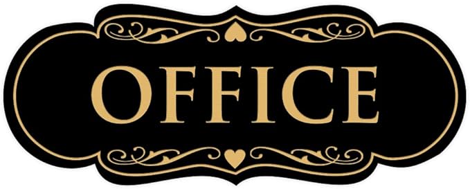 All Quality Designer Office Sign | Easy Installation - Black/Gold - Large (1 Pack)