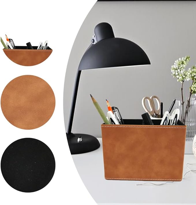 Pen Pencil Holder Cup Container Leather Desk Organizer Stand Decor Brush Scissor Holder Decoration Office Desk Home School