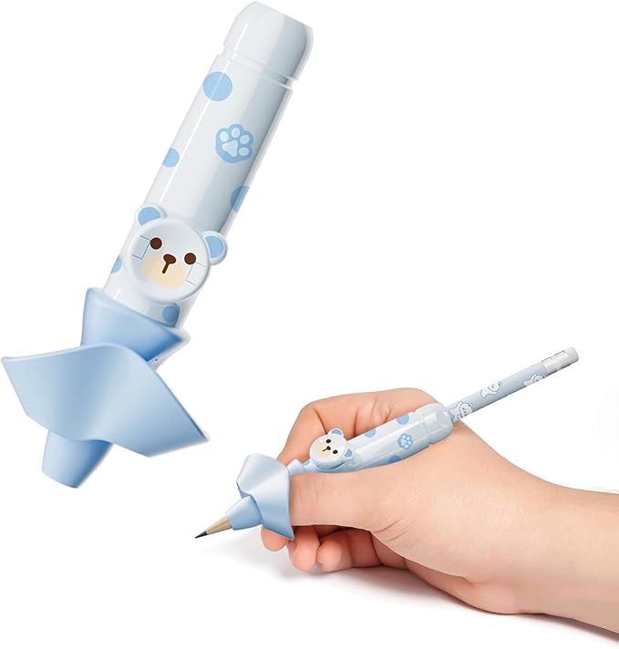 Pencil Grips for Kids Smart Pressure‑Controlled Writing Pencil Holder Gripper Posture Correction & Ergonomic Writing Tools Preschool Kindergarten Classroom & Homeschool Supplies (Blue)
