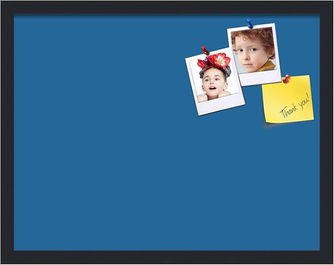 PinPix 22x17 Inch Cork Bulletin Board. This Decorative Framed Pin Board Comes with Navy Pastel Design and a Satin Black Frame. Ideal for Home Office Decor or Message Board (PinPix-1811)