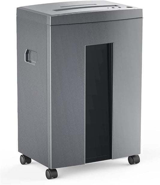 WOLVERINE 10-Sheet Super Micro Cut High Security Level P-5 Heavy Duty Paper/CD/Card Ultra Quiet Shredder for Home Office by 60 Mins Running Time and 6 Gallons Pullout Waste Bin SD9612 (Grey ETL)