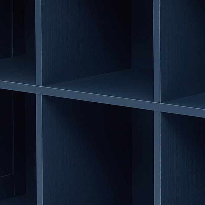 8 Cube Storage Organizer, 2 Tier Bookshelf for Living Room, Farmhouse Bookcase with Led, Kids Toy Storage Cabinet, Wall Cubby Shelves for Home Decor, Wood Display Cabinet for Bedroom, Blue