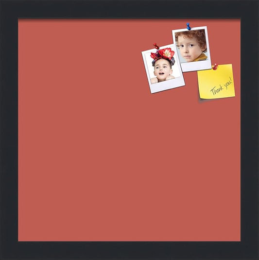 PinPix 12x12 Inch Cork Bulletin Board. This Decorative Framed Pin Board Comes with Crimson Pastel Design and a Satin Black Frame. Ideal for Home Office Decor or Message Board (PinPix-1807)