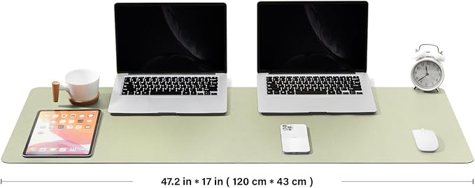 Large Cork Desk Mat - 47.2"x 17" Desk Pad for Office and Home - Ideal for Large Mouse Pad and Desk Mats on Top of Desks(Light Green)