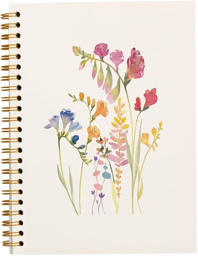Vintage Wild Flower Botanical Plant Hardcover Spiral Notebook 5.5x8.3,Rustic Spring Floral Cottagecore Notebook Journal for Work Office School Student Teacher.