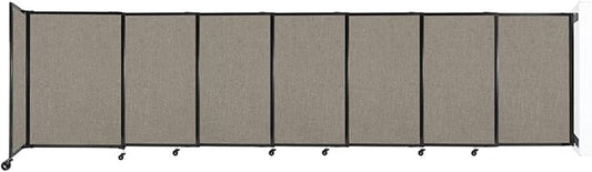 Wall-Mounted Sliding StraightWall Room Divider | Adjustable Widths | Locking Wheels | Room Separator | Up to 15'6" Wide x 4' Tall Warm Pebble Fabric Panels