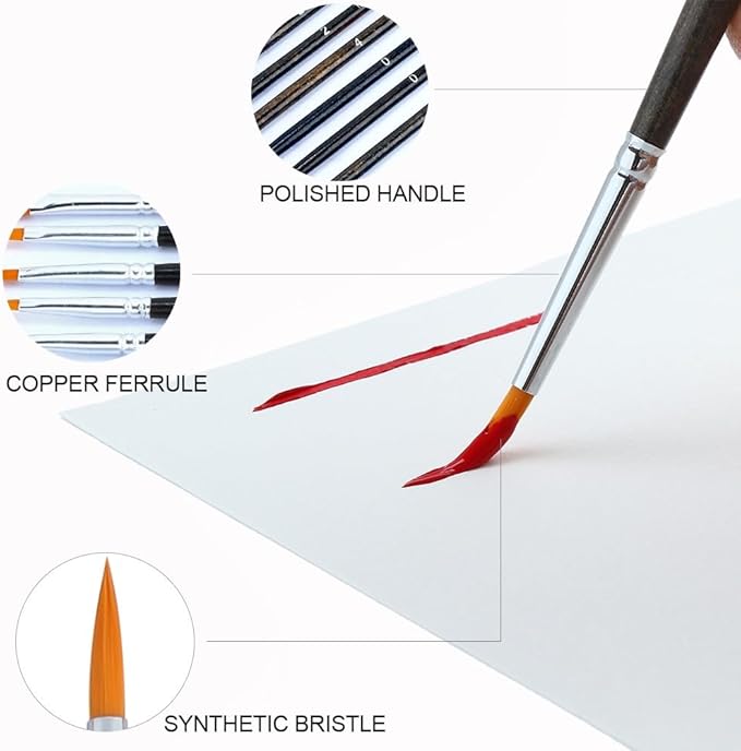 Transon 12pcs Small Detail Painting Brushes for Miniature Model Painting, Suitable for Acrylic Watercolor Gouache Oil Paint