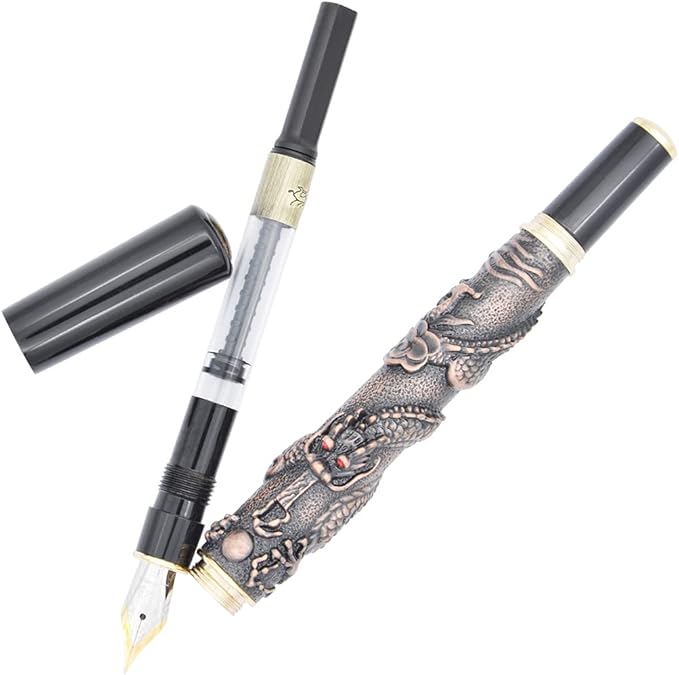 Gullor Basso-relievo Pen, Chinese Dragon, Medium Nib, a Heavy Noblest Pen Medium Nib