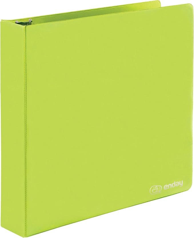 2 Inch 3 Ring Binder 2” Green, Slant D-Ring 2 in Binder Clear View Cover with 2 Inside Pockets, Heavy Duty Colored School Supplies Office and Home Binders – by Enday