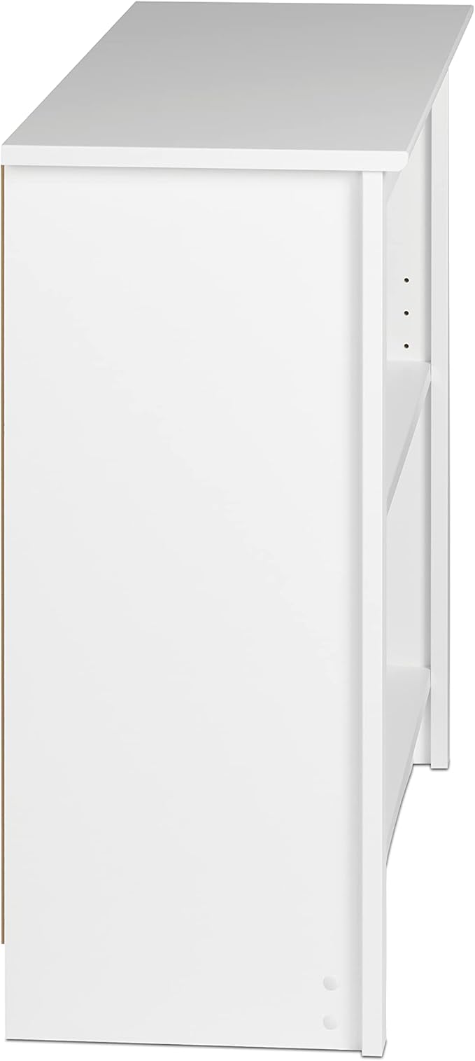 Prepac Sonoma 2-Tier Bookcase 29"H with 1 Adjustable Shelf, White Storage Cabinet, Modern Display Cabinet, Bookshelf with Storage Shelves for Home Office, Living Room, Bedroom Organizer