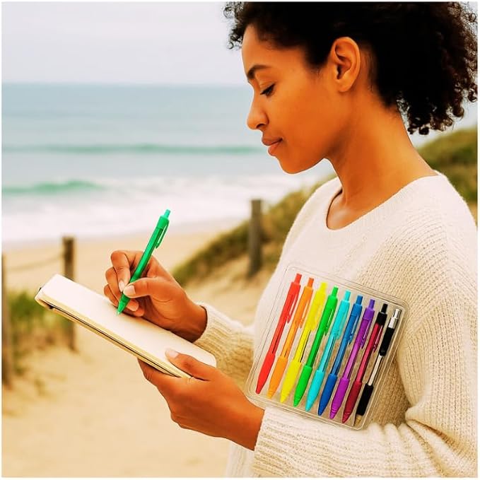 (20) Colorful Ballpoint Pens Assorted Colors Medium Ink Retractable School Office Home Note Taking Journaling Drawing