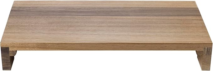 MyGift Premium Acacia Solid Wood Desk Monitor Stand, Laptop Riser & Keyboard Storage – Wooden Desktop Organizer for Screen Display and Workspace Organization