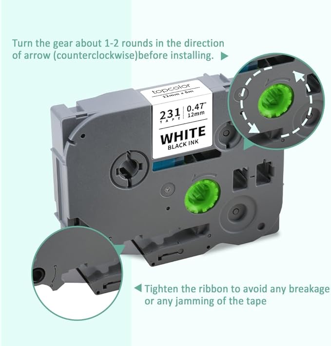 6-Pack Tz 12mm 0.47" Label Tape Compatible for Brother Tze135 Tze335 Tze435 Tze535 Tze735 P Touch Tze Label Tape 12mm 1/2" Laminated Multi-Color for PTD210 PTH110 PTD220 PTD400 PTD600 PT2040