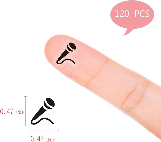 Microphone Planner Stickers, 120 Clear Singer Singing Music Song Labels Scrapbooking Crafting Sticker