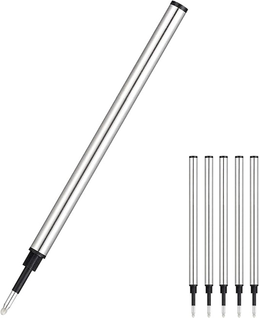 HeTaoCat Gel Rollerball Pen Refills, Roller Ball Fine Point 0.5mm, Black Ink Refill Pack of 5 - Replaceable Ballpoint Pen Refills Medium Point (Navy Blue)