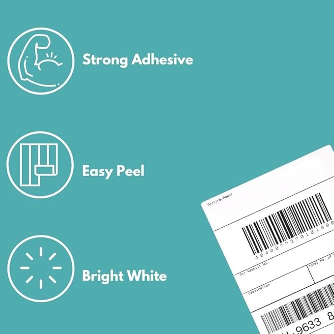 PSBM Thermal Transfer Labels, 4x4 Inch, 4 Rolls, 1475 Labels/Roll, 3 Inch Core, Perforated, Must Have Thermal Ribbon (Not Included)