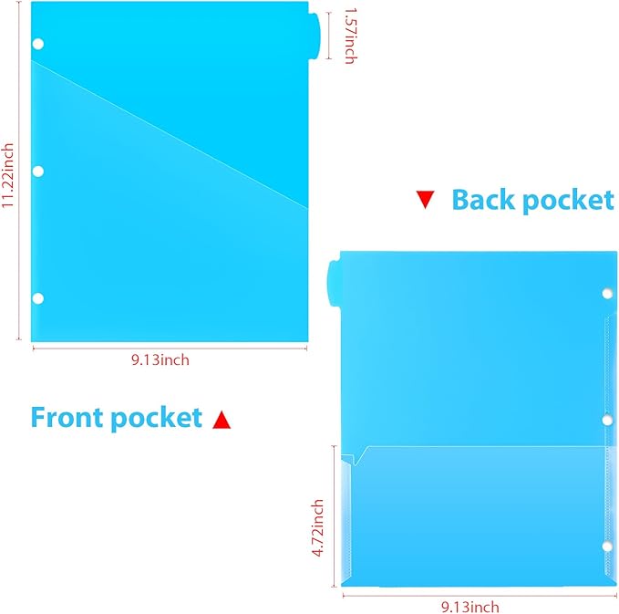 WOT I Plastic 8-tab Dividers with 2 Clear Pockets - 6 Sets, Binder Dividers for 3 Ring Binder, Bright Multicolor, Total 48 Tabs