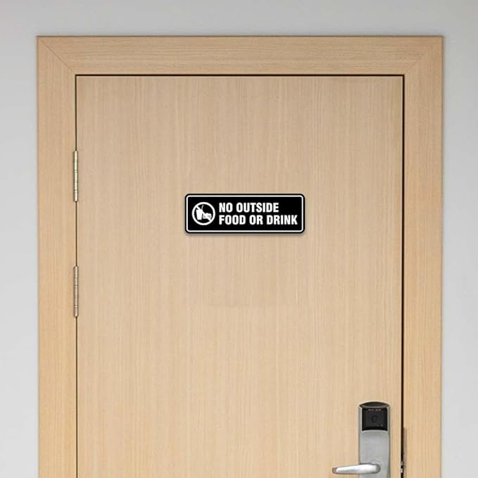 Standard No Outside Food or Drink Door/Wall Sign - Dark Brown - Small 2 Pack