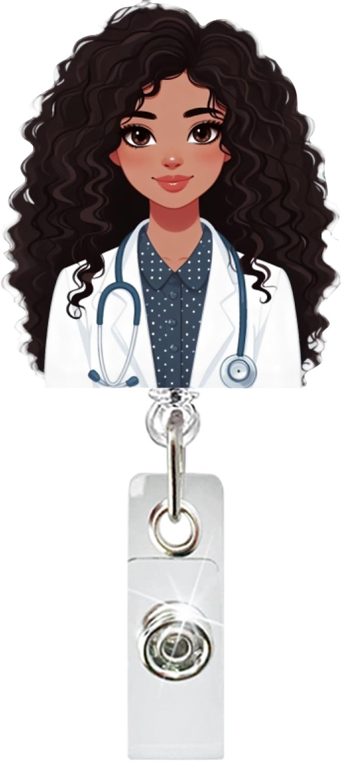 Doctor ID Badge Reel Holder Retractable Medical Badge Reels Designs Cute and Funny Doctor ID Badge Shirt Clip Holders for Teacher Office Retractable Nursing Social Worker Badge Reel Accessories