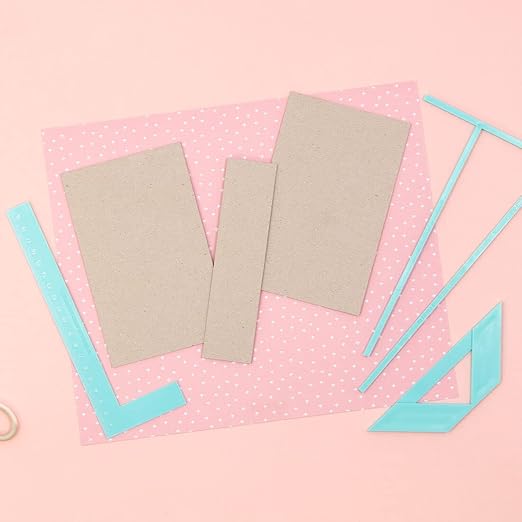 Craftelier - Complete Bookbinding Ruler Kit - Includes L Ruler + T Ruler + Spacing Guide + Corner Cutting Square + Case + Instruction Manual - Turquoise Color