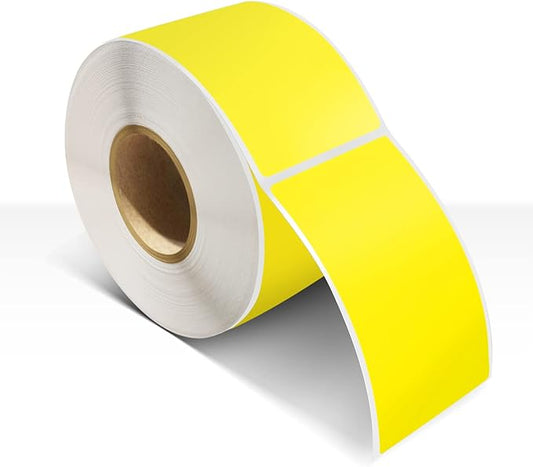 Rectangle Labels Sticker 3×5 Inch Vinyl Floor Stickers Color Coding Name Tags Roll Removable 200 PCS, Fluorescent Yellow