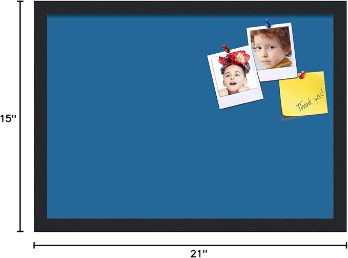PinPix 21x15 Inch Cork Bulletin Board. This Decorative Framed Pin Board Comes with Navy Pastel Design and a Satin Black Frame. Ideal for Home Office Decor or Message Board (PinPix-1811)