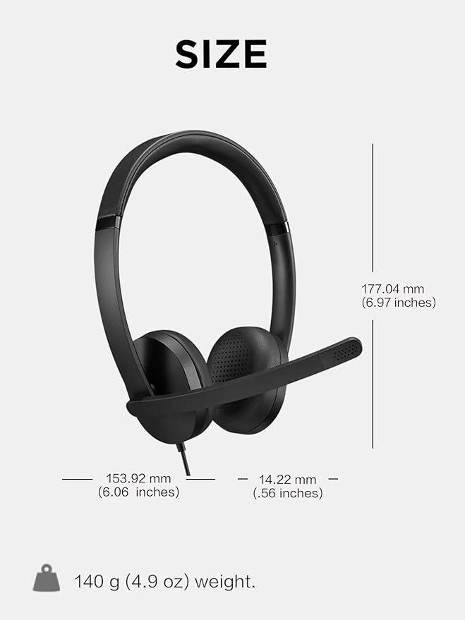 Lenovo 115 USB-A/USB-C Wired Stereo Headset – Lightweight, Noise-Cancelling, in-Line Control Box, USB-A to USB-C Adapter, Over-Ear Design, Headset with Mic for PC and Laptop, Black