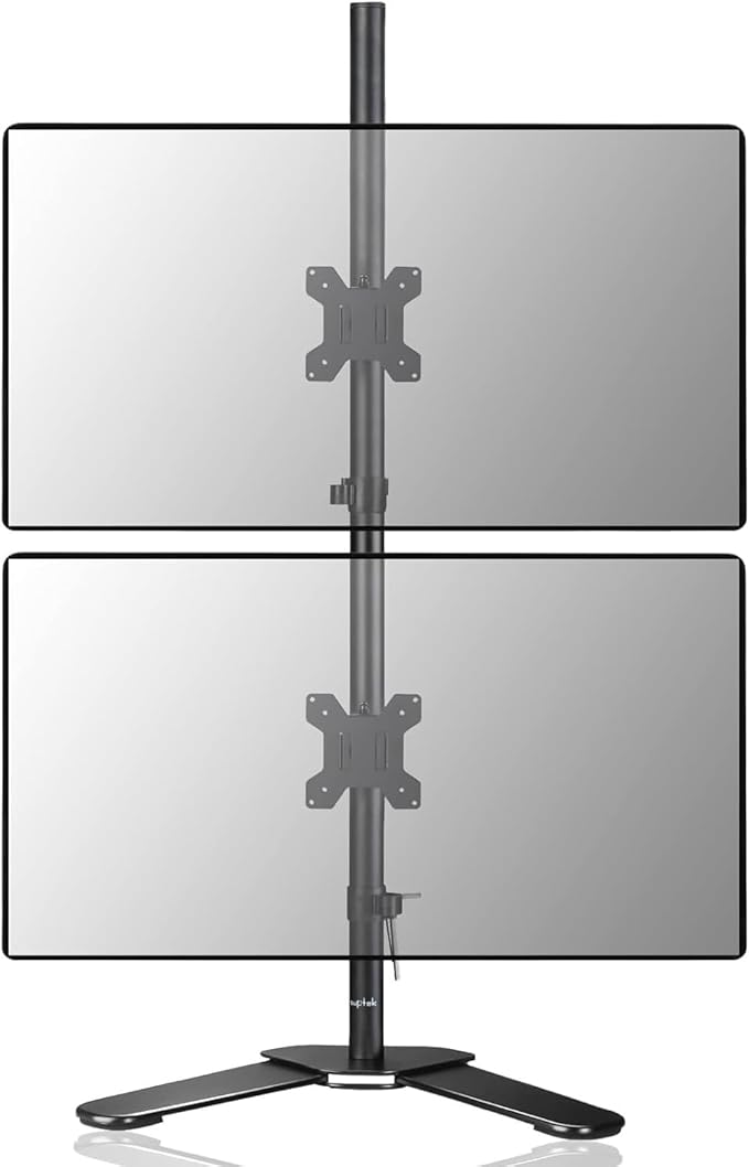 Suptek Dual LED LCD Monitor Stand up Free-Standing Desk Mount for 2 / Two Screens up to 32 inch Extra Tall 31.5 inch Pole Heavy Duty Fully Adjustable Stand Vertical Array (ML6802)