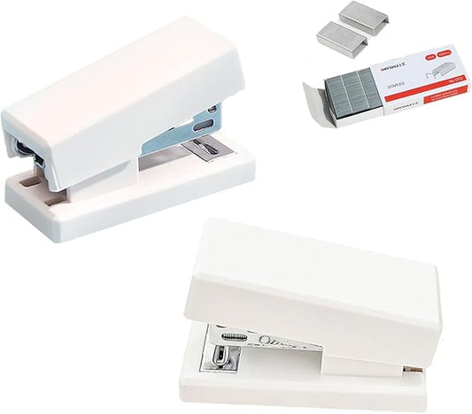 Mini Stapler, Portable Stapler, with 1000 Standard Staples, Suitable for Home Office, for Work and Study Use (White)