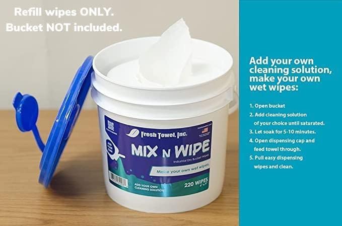 Fresh Towel Mix-N-Wipe Dry Wipes Refill, 2-Pack (220 Sheets) – Make Your Own Wet Wipes – 6" x 9" Sheets – Bulk Paper Towels