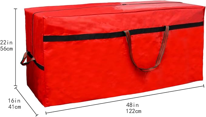 Heavy Duty Waterproof Christmas Tree Storage Bag- 7.5FT/6FT Waterproof Tearproof with 4 Handles Easy to Transport- Red 2 Pack