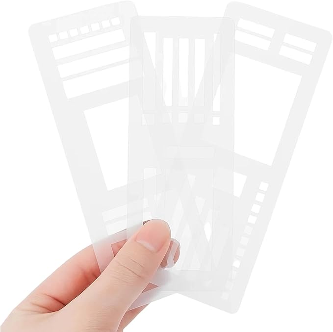 Planner Stencils Templates, Flexible 3-Piece Set for Bullet Journal and Calendar Planning, Reusable Stencils for Creating Straight Lines, Boxes, and Checkboxes in Dot Grid Journals