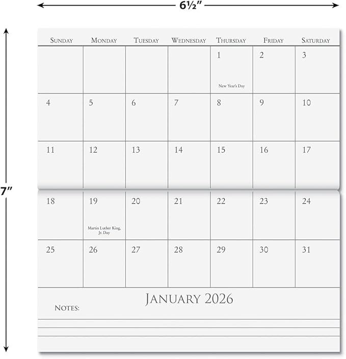 2026 Year of Birds Planner Pocket Calendar & Memo Pad, 3.5-Inch x 6.5-Inch Size Closed, Bookstore-Quality Monthly Floral Purse Calendars With 30 Note Pages for Kitchen & Office