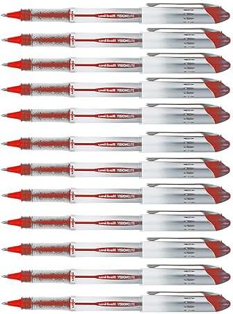 Vision Elite Rollerball Pens, Bold Point (0.8mm), Red Ink, 12 count, Bundle with Plastic Reusable Pouch