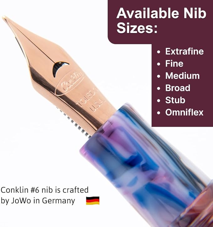 Conklin 1898 Fountain Pen, Misto Purple - Fine Nib | Unique Resin Pen with Luxury Design | JoWo Stainless Steel Nib Made in Germany | Ideal Gift for Professionals
