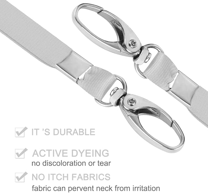 10pack Lanyards for Id Badges Holder Bulk Lanyard with Clip Swivel Hooks for Name Tag ID Badge Holder,Students, Employees (10, Grey)