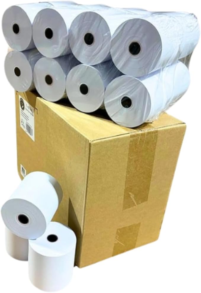 1Ply Bond Receipt Paper Rolls 3 x 150 White Paper for Kitchen Impact Printers TMU200 SRP275 Star SP700 Suitable For Printing Kitchen Tickets and Order receipts 24 Rolls Per Case