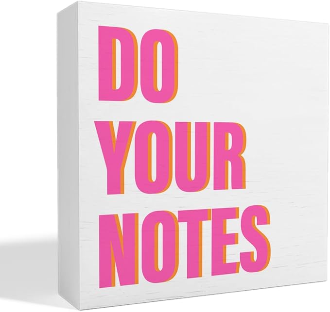 thoqii Therapy Office Desk Decor for Women, Mental Health Decor School Counselor Psychologist Therapist Office Decoration for Homeschool Classroom Bedroom, Do Your Notes Sign Wooden Box