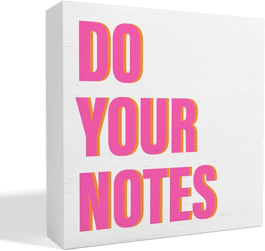 thoqii Therapy Office Desk Decor for Women, Mental Health Decor School Counselor Psychologist Therapist Office Decoration for Homeschool Classroom Bedroom, Do Your Notes Sign Wooden Box