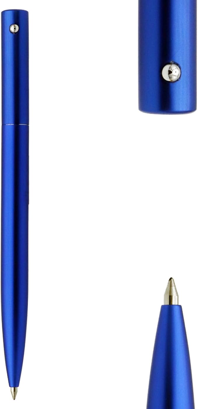 DUNBONG Retractable Metal Gel Pen, 0.5mm Medium Point Ballpoint Pens, Black Gel Ink (Blue)