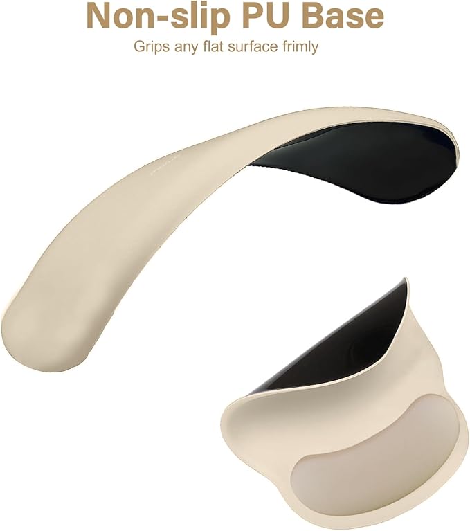 MOSISO Wrist Rest for Keyboard Mouse Pad Set, Large Gaming Deskpad&Circle Curved Mousepad&Keyboard Wrist Rest&Coaster, Ergonomic Non-Slip Mousepad&Easy Typing Pad with Curved Memory Foam, Apricot