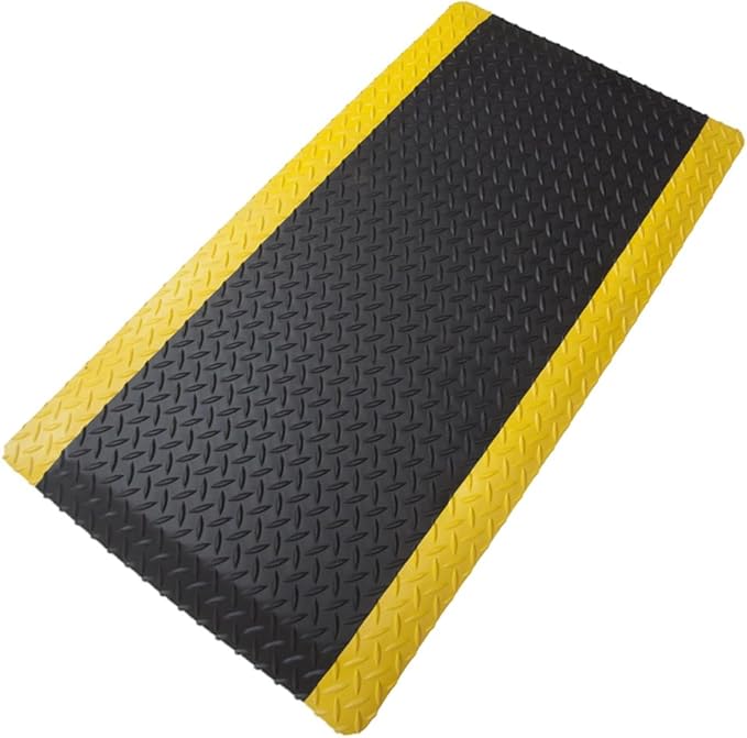 Rhino Mats, American Classic Diamond Anti-Fatigue Mats, Industrial Ergonomic Comfort Standing Mat for Work, Home, Garage, Office, Kitchen or Anywhere (Black/Yellow 1" Thick, 2 FT. x 3 FT.)