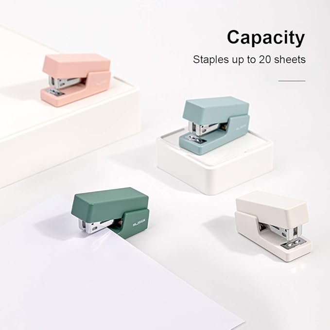 NUSIGN Mini Stapler, 20 Sheet Capacity, Office Desktop Stapler Blue, Includes 640 Standard Staples and A Staple Remover