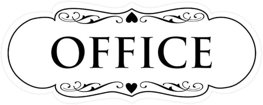 All Quality Designer Office Sign | Easy Installation - White - Large (1 Pack)