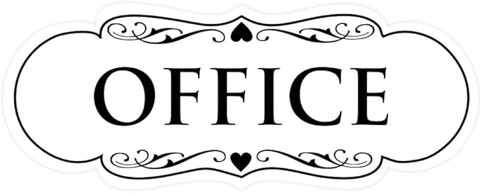 All Quality Designer Office Sign | Easy Installation - White - Small (1 Pack)