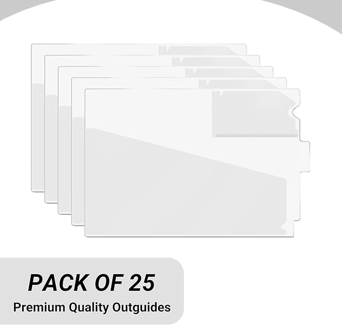Doctor Stuff - Center Tab Vinyl Outguides, Diagonal Cut Front Pocket, Top Charge Out Slip Pocket, Plastic File Folder, Letter Size 9" x 13-1/4", Frosty Clear, 25/Box